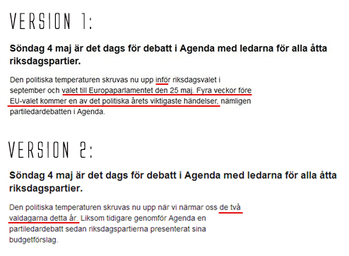 SVT agenda v1 och v2